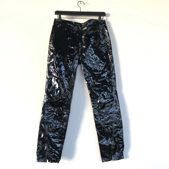 Zeynep Arcay Patent Leather Pants Ankle Slits 4 - Picture 7 of 12